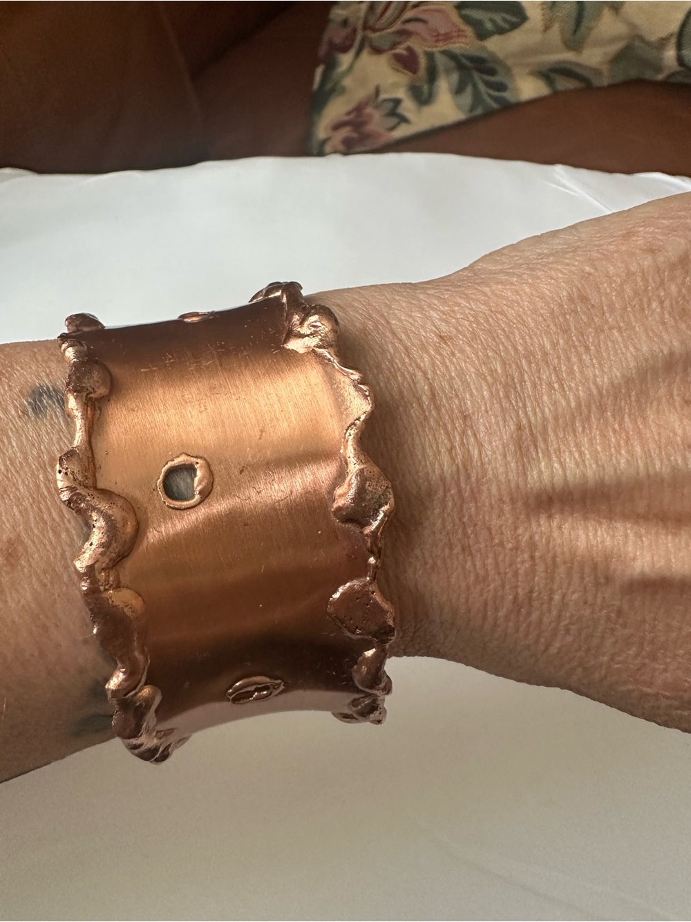Handcrafted Copper Wide Cuff Bracelet - Stylish Copper Wearable